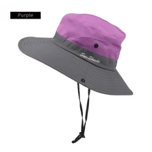 Sombrero de sol bicolor con agujero para cola de caballo para mujeres - Malla transpirable, impermeable, ala ancha adecuado para playa y pesca, opción perfecta para primavera, verano y otoño