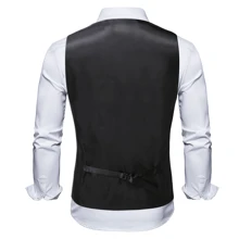 Men's Black Vest, No Bow, Solid Color Party V-Neck Vest, Suitable For Disco, Nightclub, Party, Birthday Party, Graduation Ball