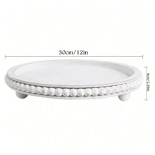 1 Pc 12 Inch Circular Decorative Tray, Suitable For Home Decoration - Retro Wooden Storage Tray, Aromatherapy Candle Holder Home Decoration Wooden Bead Tray - Living Room Decoration Circular Decorative Tray, Coffee Table Decoration Circular Tray, Kitchen Dining Table Decoration Circular Tray Or Farmhouse Service Tray