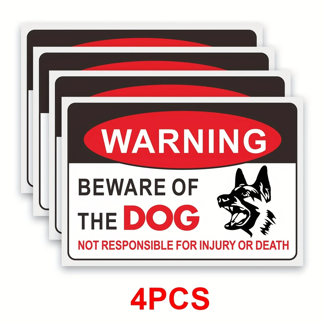 8pcs Beware Of Dog Caution Sticker Set - Durable, UV-Resistant, Waterproof, Suitable For Indoor And Outdoor Use - Multicolor - View 1