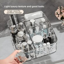 1 Stück acrylische Wellendesign Kosmetikaufbewahrungsbox, geeignet für Hautpflege, Lippenstifte, Badeartikel, Nagellack, Pinsel, Parfüm im Badezimmer, auf dem Schreibtisch, im Schlafzimmer, Schminktisch, Schmuckkasten, Tasche, Makeup Pinselhalter, Pinselhalter, Parfümorganizer, Tasche