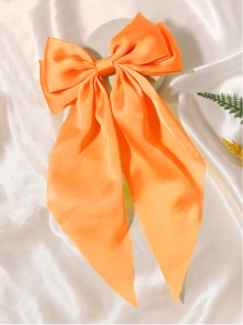 1Pc Elegant Hair Bow Orange Hair Barrettes With Long Tail Hairpins Hair Ribbon Hair Accessory For Women Daily Wear Suitable For Various Occasion Hair Clips Claw Clips Hair Claws, School Stuff
