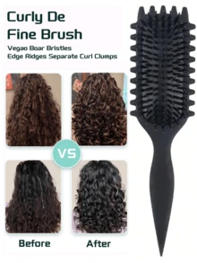 Brosse à cheveux, brosse à cheveux en poils de sanglier 2025 la plus récente, brosse de coiffure, brosse définissant les boucles, façonnage et définition des boucles pour femmes, brosse à cheveux, peigne, outils pour cheveux, produits et accessoires capillaires pour les essentiels de voyage du salon de coiffure et de beauté. Vacances, plage, set pour le voyage - Voir 8