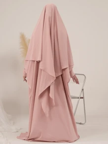 Nida-Stoff-Einzelschicht Tie-Up Gebetsmantel, atmungsaktiver praktischer Hijab für Frauen, geeignet für den täglichen Gebrauch, Frühling/Sommer/Herbst