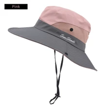 Sombrero de sol bicolor con agujero para cola de caballo para mujeres - Malla transpirable, impermeable, ala ancha adecuado para playa y pesca, opción perfecta para primavera, verano y otoño