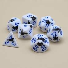 7pcs Cute Black Cat Themed Acrylic Multi-Sided Dice Set, Suitable For RPG Games Like , Holiday Gift - White - View 4