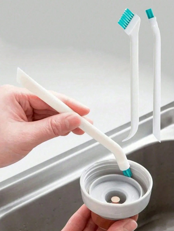 2 Pieces Set Multi-Purpose Kitchen Cleaning Brushes - Baby Bottle & Milk Cup Spiral Brush Set, Manual, No Electricity Required, Ideal For Home Use, Sink Gap Cleaning Small Brush, Kitchen Long Handle Cleaning Brush, Household Kitchen Insulation Cup Lid Gap Cleaning Brush, Groove Decontamination Washing Pacifier Cup Brush Set, Bottle And Baby Bottle Decontamination Cup Brush Set,