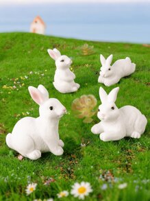 4pcs/Set Resin Fake Frog, Easter Bunny Figurine Ornaments, Suitable For Gardens, Home Decor, Outdoor Settings