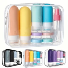 17pcs/1 Sets Of Silicone Travel Bottles, Leakproof, Empty Refillable, Tsa Approved, With Portable Storage Bag, For Toiletries, Cosmetics, Shampoo, Soap, Conditioner, Lotion Liquid, Vacation, In Pink, Creamy White, Magenta, Ivory White, Turmeric Colors, With Hand Wash Or Professional Dry Clean Care Instructions - Multicolor - View 1