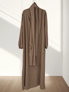 Breathable Soft Viscose Abaya With Matching Hijab, Floral Print Modest Muslim Kaftan With Flounce Cuffs - Multicolor - View 14
