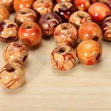 100pcs Mixed Wooden Bead Pattern Wood Beads Macrame For DIY Crafts Jewelry Making - Multicolor - View 4