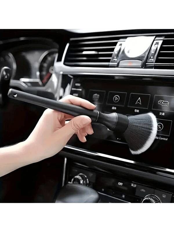 Auto-Innenraum-Detailbürste, Bürste mit weichen Borsten zur Staubentfernung, Werkzeuge zur Reinigung des Autointerieurs, Auto-Detailbürste, Armaturenbrett-Staubentfernungsbürste (Schwarz)