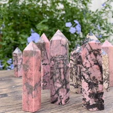 1 varinha de cristal de quartzo rosa, obelisco facetado natural estilo boêmio, adequada para meditação e cura energética
