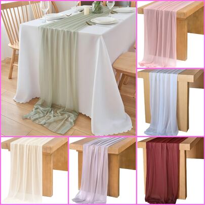 1 pezzo Tovaglia in chiffon multicolore, decorazione da tavolo per matrimoni, tovaglia in chiffon extra lunga e trasparente con glitter argento, tovaglia in stile bohémien, tovaglia in garza morbida adatta per matrimoni, festa di nascità, addio al nubilato, San Valentino, Pasqua, Ringraziamento, Natale, Capodanno, tea festa, anniversari, vacanze e altre occasioni speciali