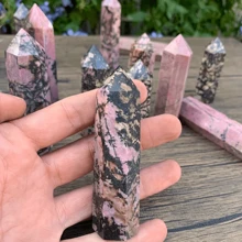 1 varinha de cristal de quartzo rosa, obelisco facetado natural estilo boêmio, adequada para meditação e cura energética