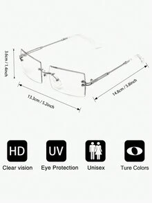 2pcs Minimalist Frameless Transparent Glasses, Suitable For Daily Life, Office Reading, Business Attire Accessories - 2pcs Gold, Silver and White Flat - View 4