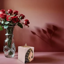 1 pieza Quemador de incienso rectangular con figura abstracta creativa, apto para sala de estar, dormitorio, decoración del hogar, cocina, oficina - Rojo y blanco - Ver 3