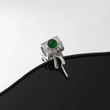 1pc Platinum Exquisite Diamond Inlaid Green Egg Universal Buckle Pendant Necklace Pendant Melon Seed Buckle DIY - Multicolor - View 4