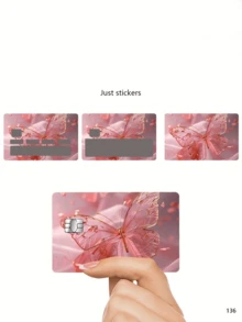 4 piezas Pegatinas de tarjeta de crédito/débito con diseño de mariposa, Set de 4 pegatinas de tarjeta de débito de dibujos animados de colores, Pegatinas de tarjeta de crédito/débito de PVC de alta calidad, Pegatinas de tarjeta de crédito/débito de moda - Multicolor - Ver 9