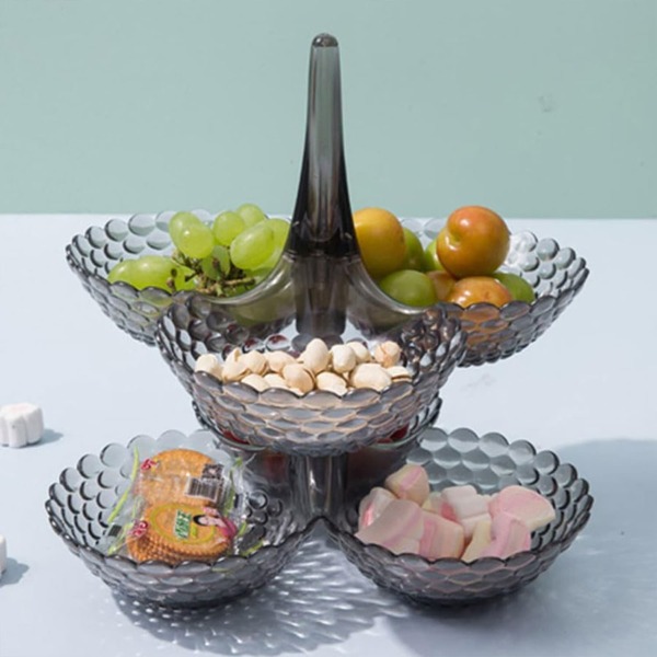 1pc Stackable Multi-Layer Plastic Fruit Plate Candy Plate Portable Storage Display Free Overlap Fruit Cake Candy Nuts Storage Plate