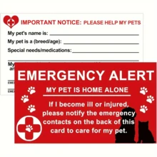 4pcs Pet Emergency Contact Cards - Easy To Write, Pet-Alone Warning Sign, Wallet Contact Card, Emergency Phone Card, Helpful For Our Pets In Emergencies