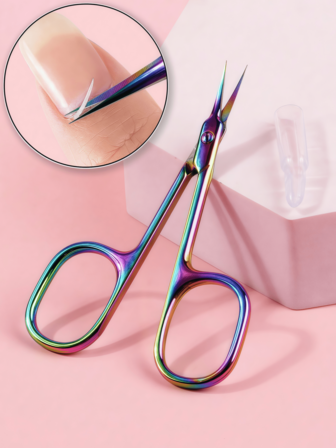 Stainless Steel Cuticle Scissors With Precision Curved Tip - Ambidextrous 1-Pack Nail Scissors, Unscented, Non-Slip Grip Dead Skin Trimmer For Manicures & Pedicures,Dead Skin Scissors Russian Style Pre-Treatment Cuticle Nail Scissors Nail Pointed Scissors Beauty Scissors Four-Sided Blade,Easy To Carrying, Set For Travel, Gift For Women&Girls,Summer Style, Back To School Gift