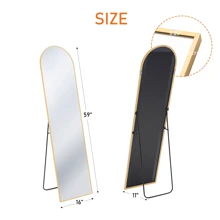Black Gold Full-Length Mirror Aluminum Alloy Frame Mirror Full-Length Mirror Wall-Mounted Mirror With Bracket Suitable For Wall, Bedroom, Bathroom, Living Room Decoration (Size W16*H59, W21*H64)