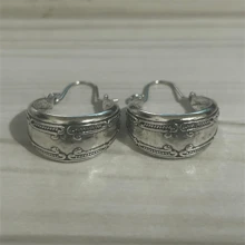1 Pair Vintage Carved Floral Hoop Earrings, Suitable For Women Daily Accessories, Jewelry Gift