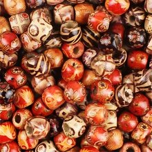 100pcs Mixed Wooden Bead Pattern Wood Beads Macrame For DIY Crafts Jewelry Making - Multicolor - View 2