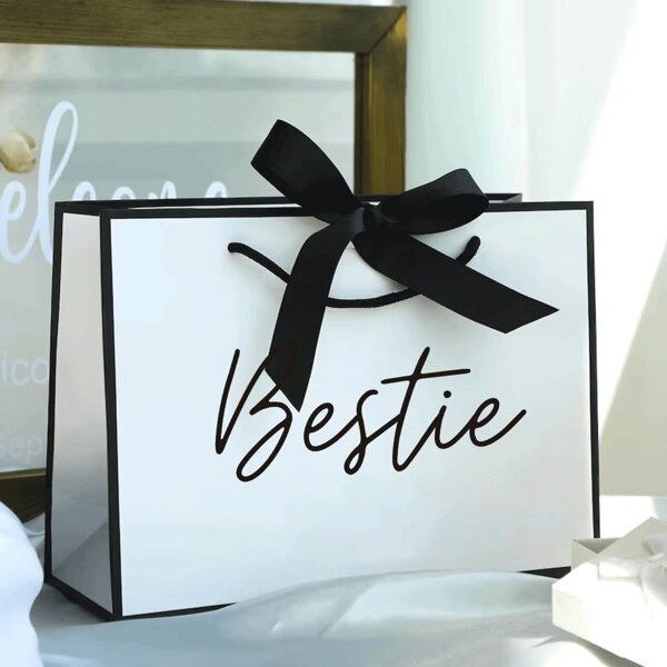 1 Pc Bestie Gift Gift Bag, Unique Sisters Gift Bag, Paper Gift Bag For Bestie, Best Friend, Friends, Perfect For Birthday, Thanksgiving, And Thank You Occasions