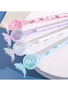 4pcs, Cute Butterfly, Cute Cat, Chrysanthemum Pattern Style Gel Ink Pen, Gel Pen, Ballpoint Pen, With Glitter, Stylish Black Writing Rollerball, Durable Plastic Materials, Party Stationery Gifts, At Home, Classroom, Final Exam, Office Universal Writing Pen, Writing Pen, Signature Pen, Christmas And Holiday Gifts,Back To School - Multicolor - View 15