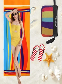 1pc Quick Dry Water Absorption Beach Towel, Swimming Towel, Comfortable Sand Towel, Stylish Pool Towel, Beautiful Yoga Mat, Beach Accessory, Essential Holiday Gift For Mother's Day, For Birthdays, For Children's Day, For Father's Day, For Graduation Travel Essentials Travel Accessories Beach Essentials