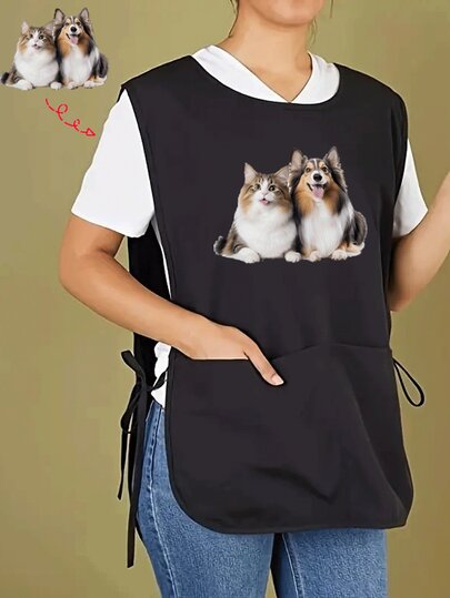 Customized Personalized Graphic Unisex Hair Salon Apron, Adjustable Polyester Barber Apron With Pockets, Professional Hairstylist Uniform, Durable Makeup Artist Apron, Sleeveless Vest Workwear, Advertising Workwear, Backless Workwear, Polyester Apron, Waist Tie, Hair Stylist Belt, Pockets, Workwear