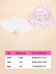 2pcs Kids White & Butterfly Pattern Summer Sun Ion Fishing Bucket Hat For Beach - White+Butterfly - View 4