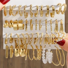 Juegos de pendientes de perlas de imitación a la moda para mujeres, 48/36/12 piezas con diseños clásicos cuadrados y en forma de C, apropiados para uso diario, citas, fiestas, regalo del Día de la Madre