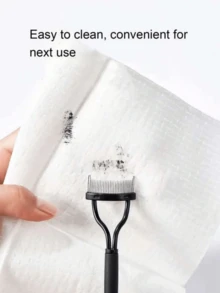 2件套黑色钢制睫毛梳套装，不锈钢细齿梳便携式睫毛夹辅助工具，眼部化妆工具，假睫毛整理配件 - 黑色 - 查看 6