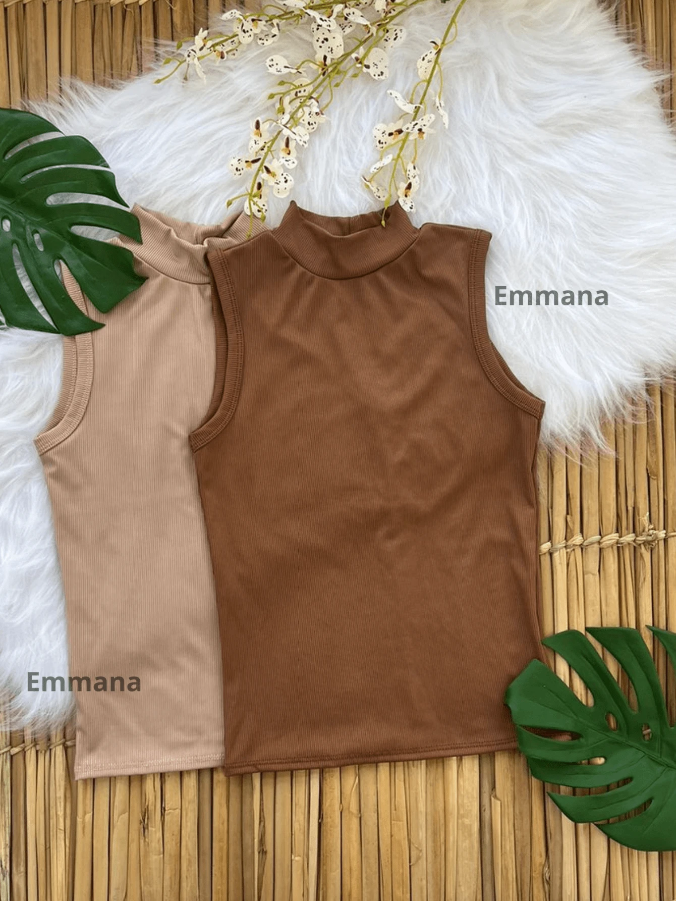 Kit 2 Regatas Canelada Feminina Gola Alta Blusa Casual a Temporal