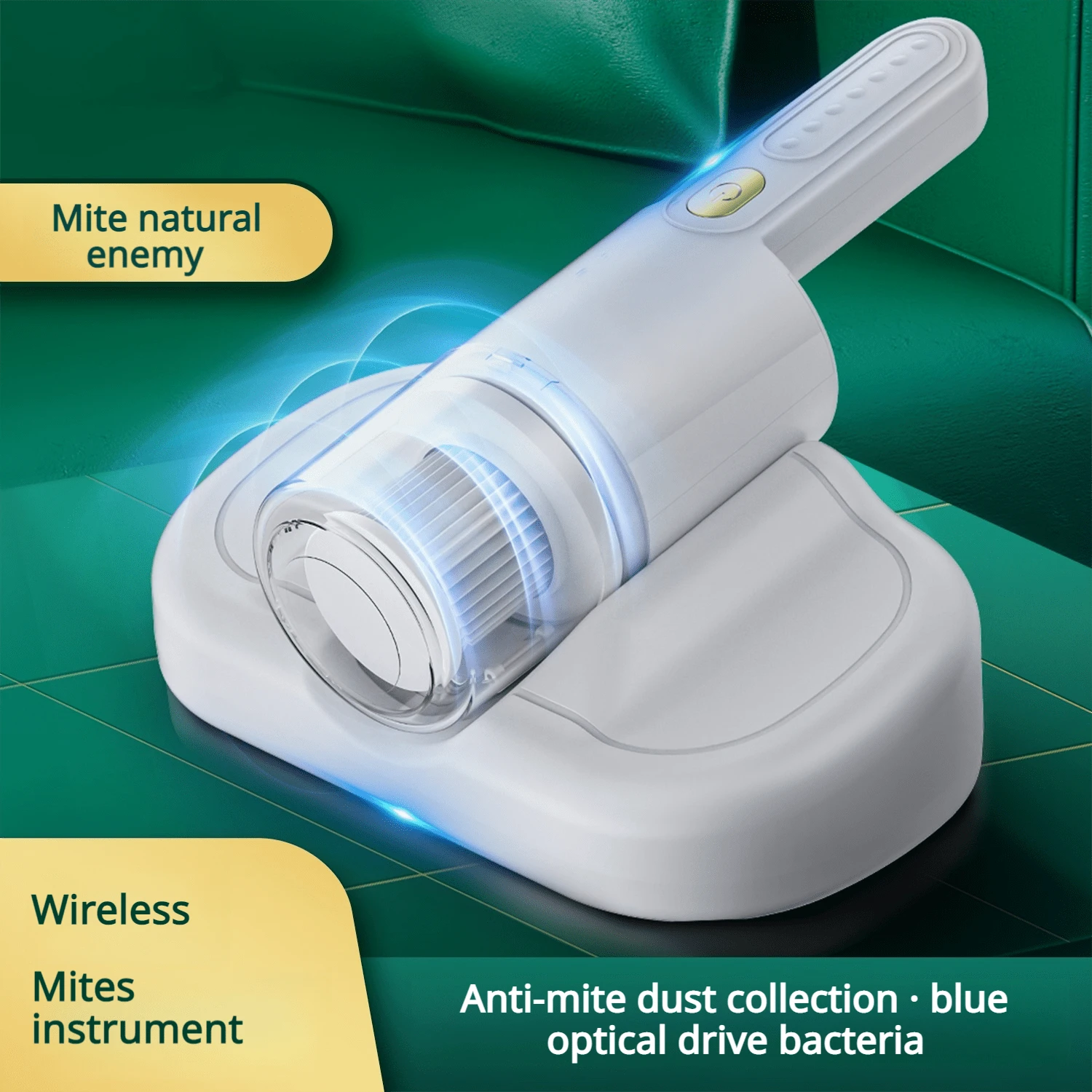 Mite Remover Vacuum Cleaner Home Bed Ultraviolet Sterilization Machine Vacuuming And Mopping All-In-One Machine Handheld Wireless Mite Removal Artifact - White - View 1
