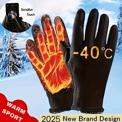 2 Pairs/1 Pair Winter Outdoor Fleece Lined Warm Gloves, Windproof Thermal Anti-Slip Sports Cycling Skiing Touchscreen Gloves, Men's Warm Gloves