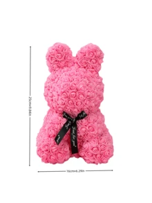 1pc Rabbit Shaped Preserved Flower Bouquet, Easter-Themed Rabbit Flower Arrangement For Room Decor Or Gift - Multicolor - View 5