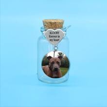 1PC Personalized Pet Memorial Glass Jar With Photo&Fur&Engraved Words,Heart Shape Pet Memorial Fur Bottle Keepsake For Women And Men With Gifts Box