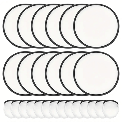 5/10/15 weiße Nylonfächer mit schwarzen Kanten, 9.8-Inch tragbarer Sublimationsfächer als Hochzeitsandenken, für Partys, Outdoor-Aktivitäten, mit Tragetasche - Erwachsenen-Handwerks-Sets