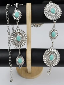 1pc Women's Bohemian Western Style Retro Metal Waist Chain - Silver - View 5