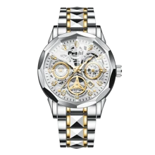 Men's Sport Watch - Official Authorized By POSHI Multifunctional Chronograph With 30M Waterproof & Luminous Nightlight, Stainless Steel Band, 2-Year Warranty For Business, Gym & Casual (2 Colors)