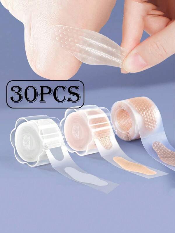 Paquete de 30 vendas en gel hidrocloroide para ampollas - Cojines adhesivos impermeables para el cuidado de los pies para abrasiones en el talón, ampollas y calzado - Almohadillas para alivio del dolor con protección de plantilla