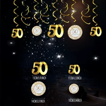 12 Peças Decorações Pendentes Espirais de PVC, Adequadas para Decoração de 50º Aniversário, 50º Aniversário de Casamento, Bottom de Festa