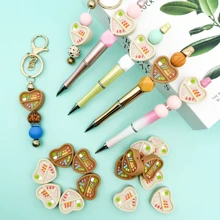 1/3/5 pièces Perles de concentration en silicone avec motif de bibliothèque d'amour pour stylos, bracelets, colliers et sangles - bijoux de bibliothèque en forme de cœur vibrante et motifs de livres et de plantes, fournitures de bijouterie artisanale, accessoires originaux, bijoux de perles en silicone, décoration de bibliothèque