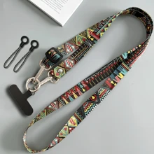 1 Set Bohemian Style Wide Phone Lanyard, Long Detachable Crossbody Strap For Women, High-End Phone Case Hanging Chain