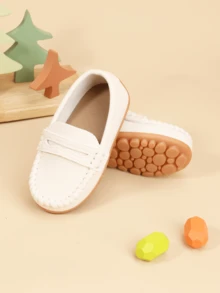 1 Pair Baby Sneakers, Faux Suede Uppers, Slip-On, Toddler Boys And Girls Casual Walking Shoes, Suitable For School And Activities - White - View 6