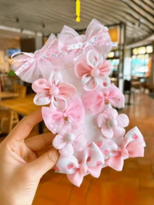 10 Pcs/1 Sets Kids Cute Colorful Bow Hair Accessories For Girls Flowers Modeling Hair Clips Hairpin For 1 Years Old+, Ideal Choice For Gifts - Multicolor - View 9
